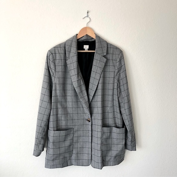 A NEW DAY Grey Checkered Plaid Blazer – Women's XXL - Picture 3 of 10
